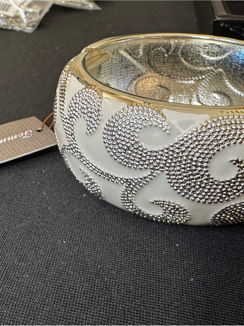 Tommy Bahama White and Silver Scroll Bangle Bracelet